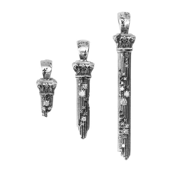 Solo Column Pendant, Natural Diamonds