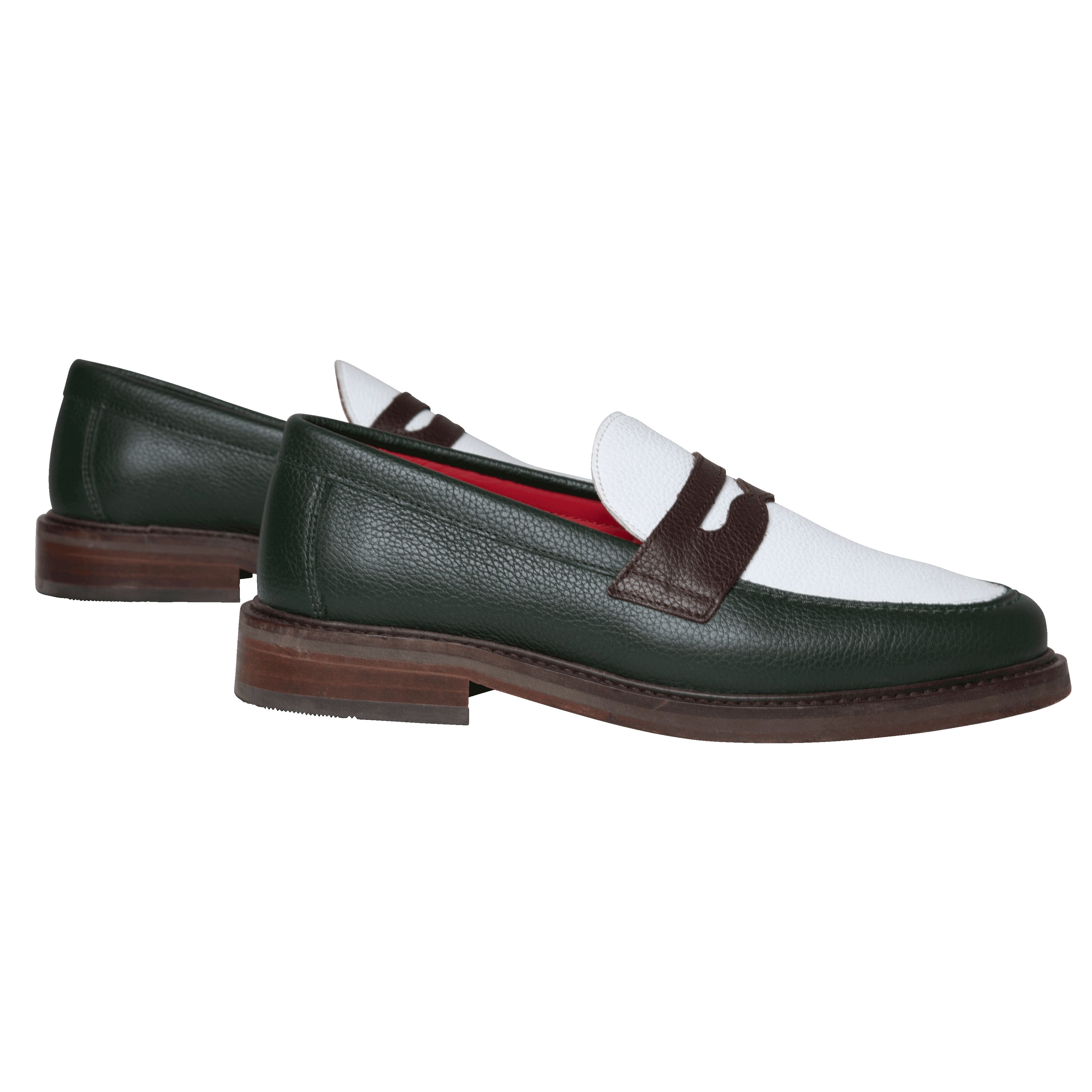 Aimé Leon Dore ALD Green And White Penny Loafers by Emily Oberg