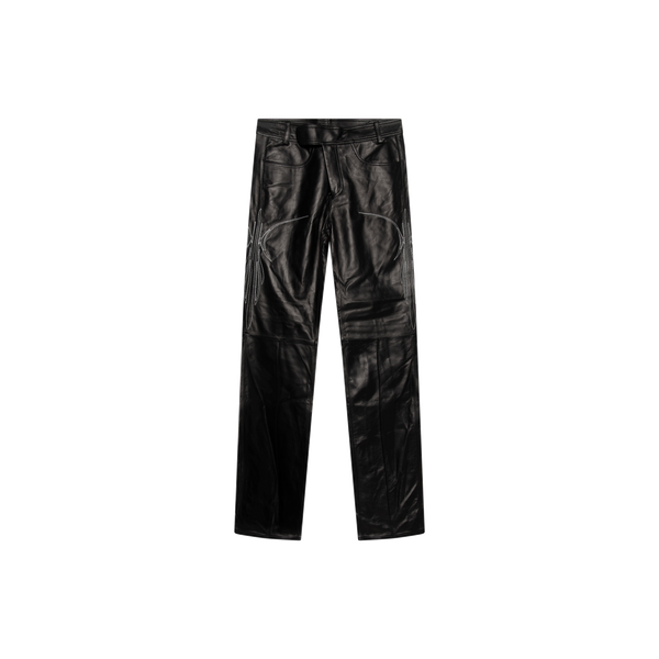 C0D3 Black Leather Flare Pants