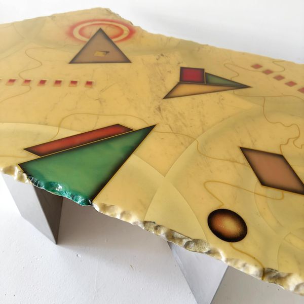 Postmodern Painted Marble Dining Table by Greg Sheres, 1990s