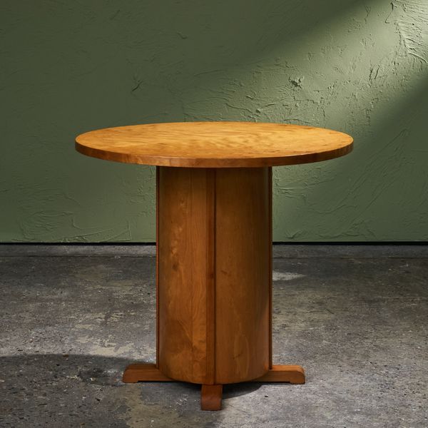 Round Art Deco Pedestal Side Table in Beech, Belgium