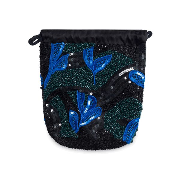 Pouch Sunsky Black/Blue Beaded Hat Bag