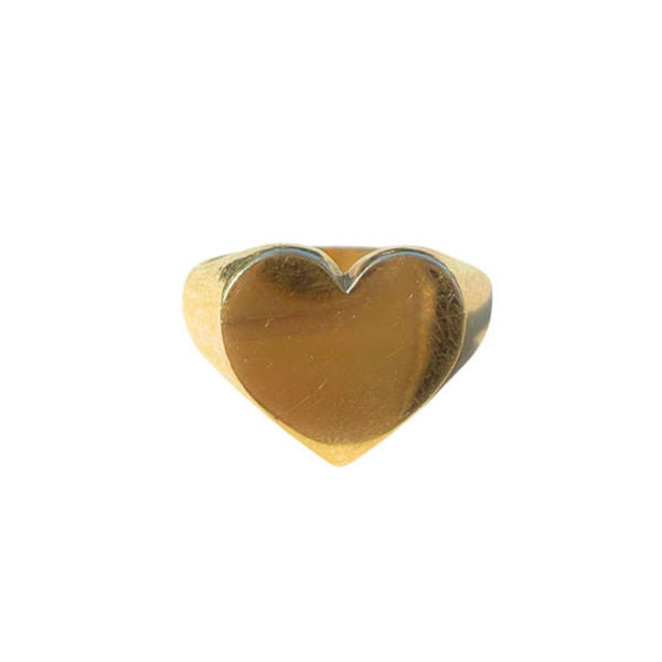 Vintage 14k Yellow Gold Heart Signet Ring