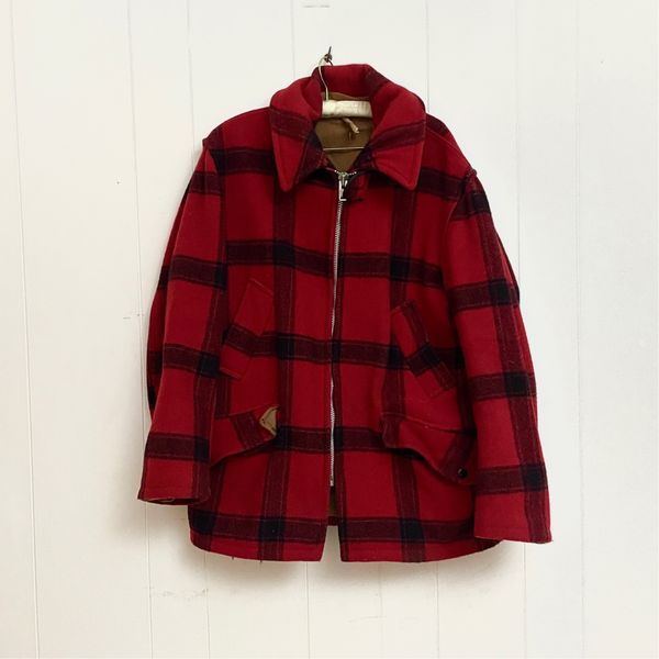 Distressed 1940s Buffalo Plaid Hunting Jacket