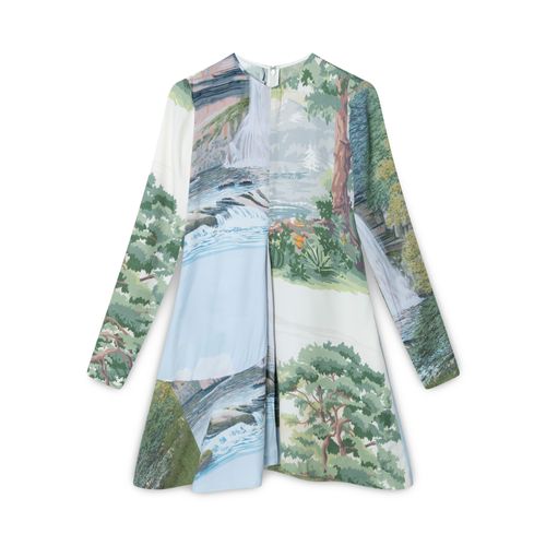 Stella McCartney Cream Cady Landscape Print Dress