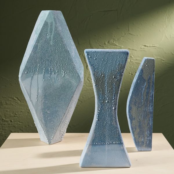 'Condensation' Series, Set of Three Glazed Ceramic Sculptures in Blue by Eunsol Kim, The Netherlands, 2025