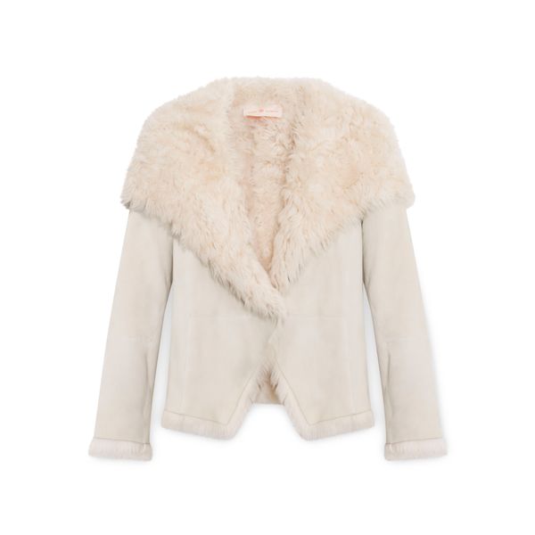 Tory Burch White Shearling Jacket