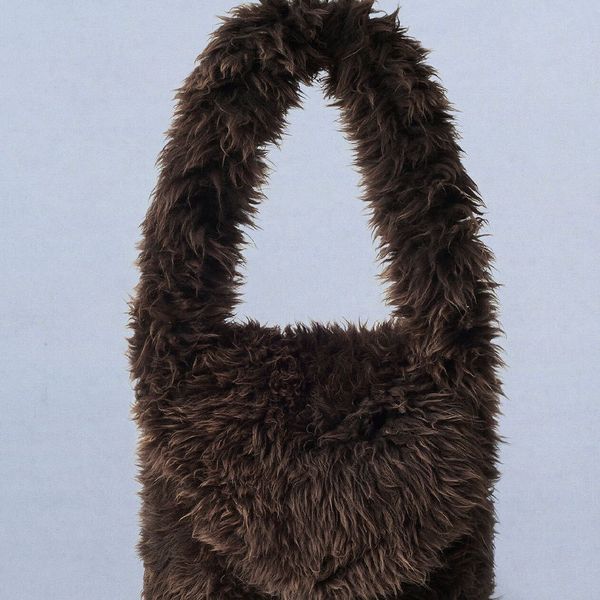 Shearling Messenger Bag - Brown