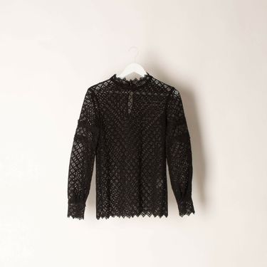 IRO Amia Black Crochet Lace Top