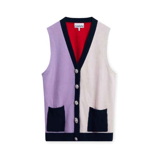 Ganni Colorblock Knit Vest