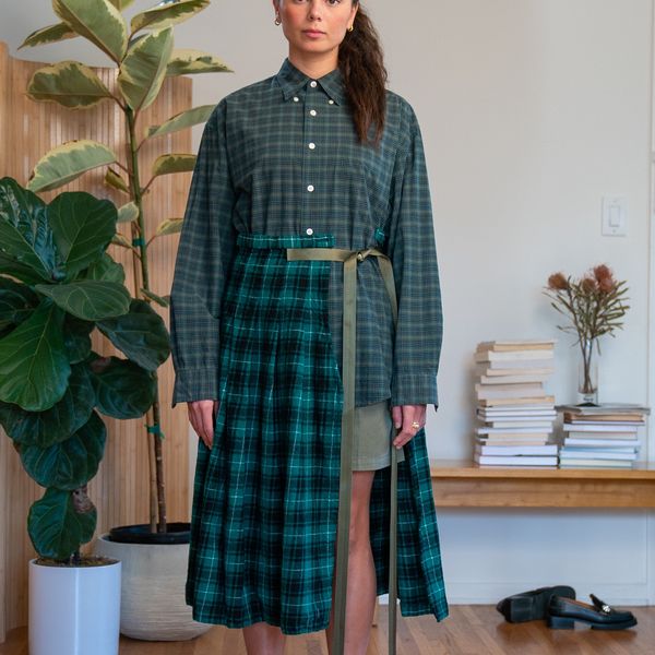 Green Plaid Over Skirt