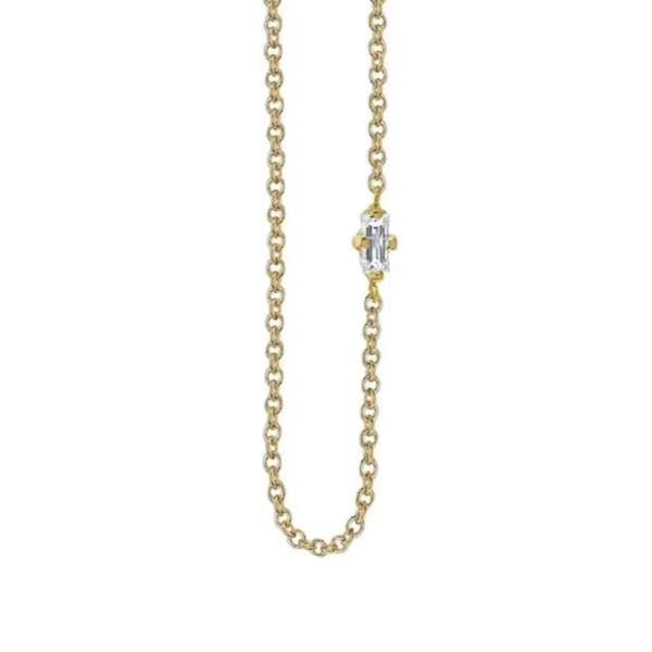 Lizzie Mandler Floating Necklace with White Diamond Baguette