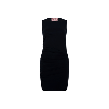 Amina Muaddi x Wolford Black Ruched-Side Jersey Dress