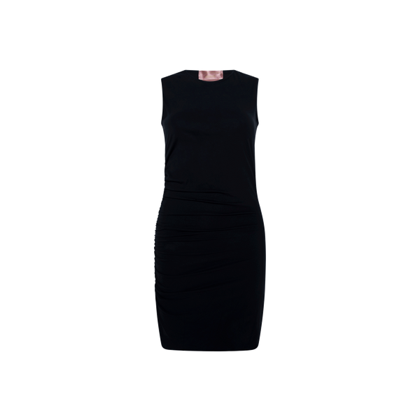 Amina Muaddi x Wolford Black Ruched-Side Jersey Dress