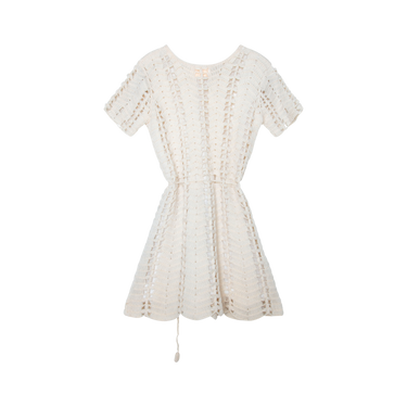 Ivory Wool Belted Mini Dress 