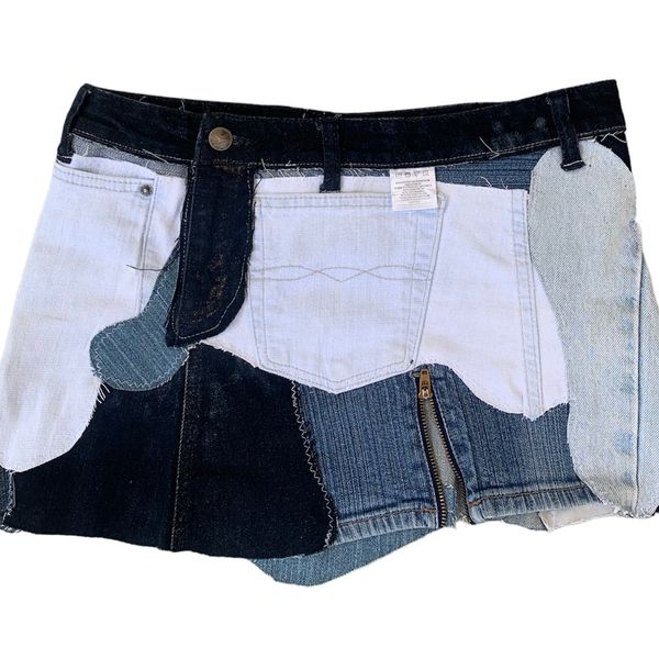 Denim Patchwork Miniskirt