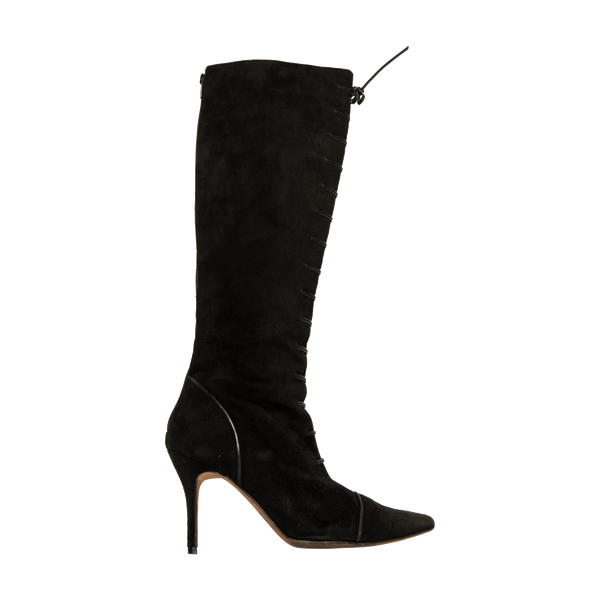 Manolo Blahnik Black Suede Knee High Boots