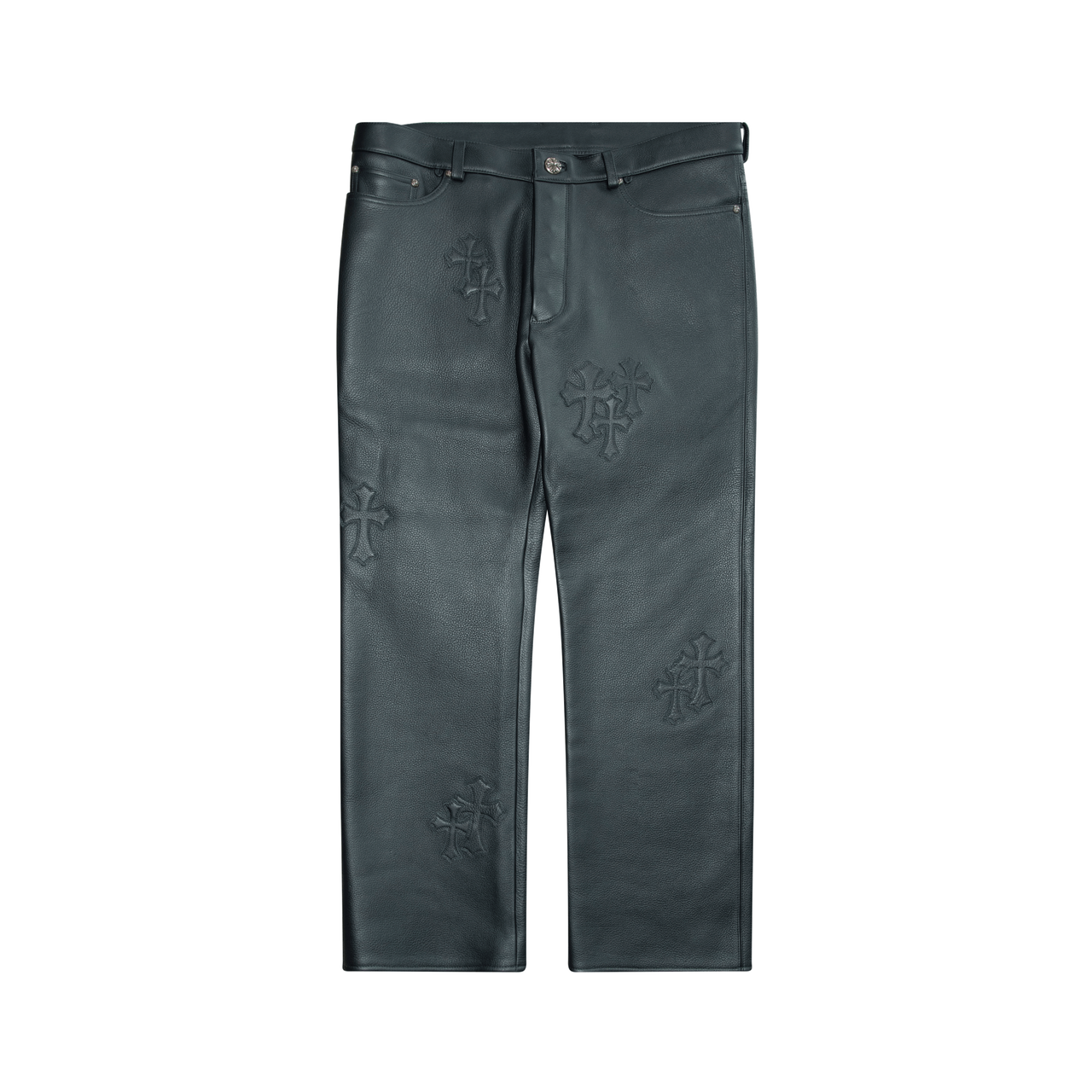 Chrome Hearts Leather Cross Patch Pants by Justin Reed | Basic.Space
