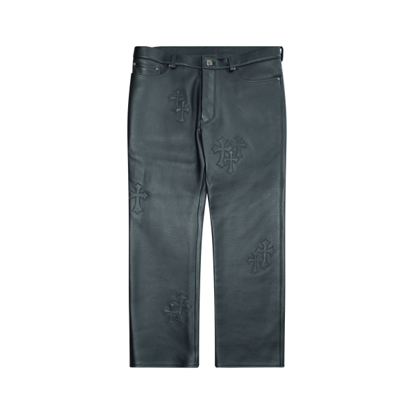 Chrome Hearts Leather Cross Patch Pants