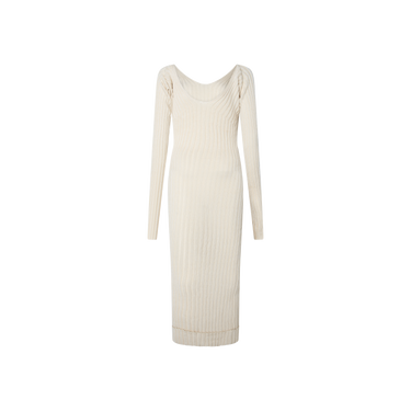 Céline by Phoebe Philo Cream Ribbed Knit Midi Dress