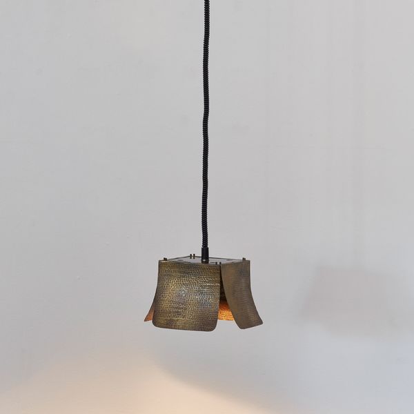 Tommaso Barbi attr. Hammered Ceiling Lamps, Italy, 1970s