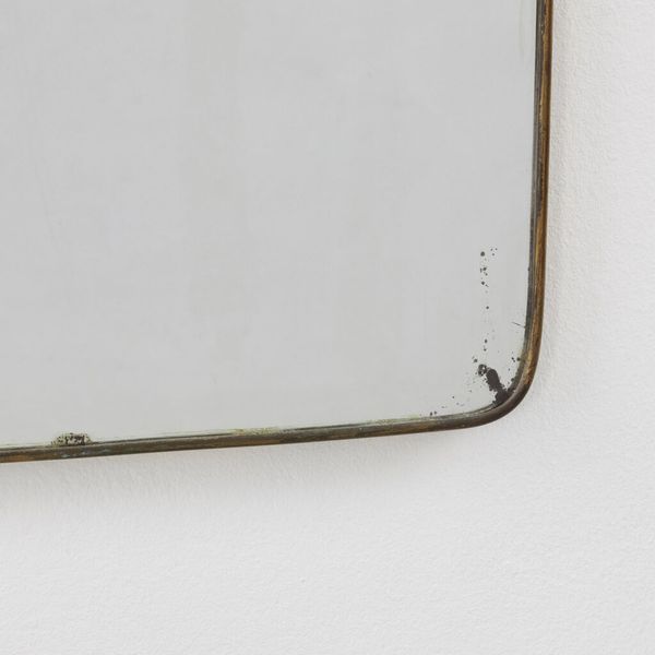 Large Brass Mirror In The Ttyle Of Gio Ponti, Italy, 1950s