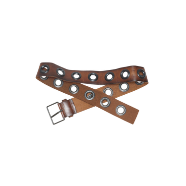 Vintage Brown Leather Grommet Belt