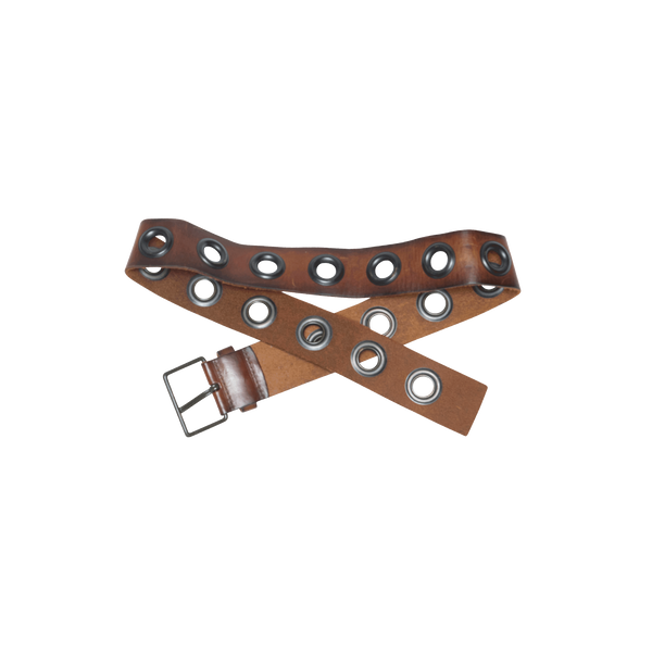 Vintage Brown Leather Grommet Belt