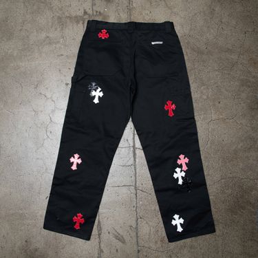 Chrome Hearts Black cargo pants with pvc pink crosses