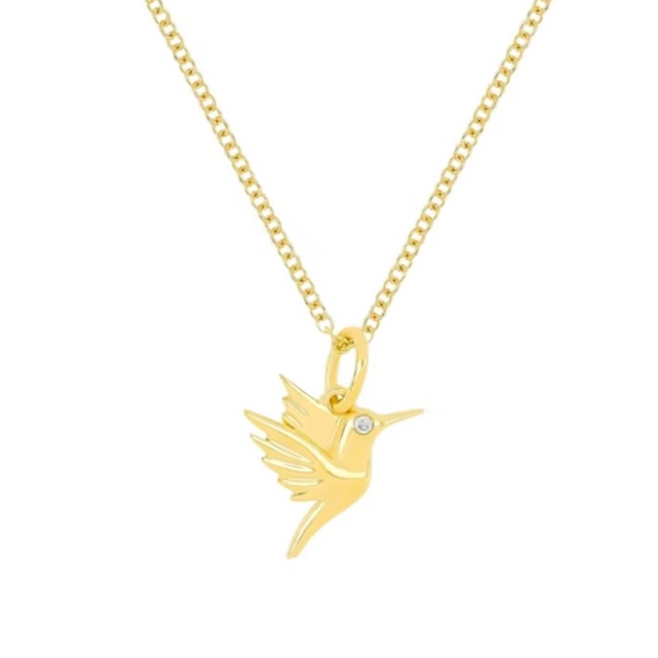 EF Collection 14k Yellow Gold Hummingbird Necklace