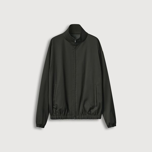 Ssstein Cotton Satin Shirred Light Zip Jacket