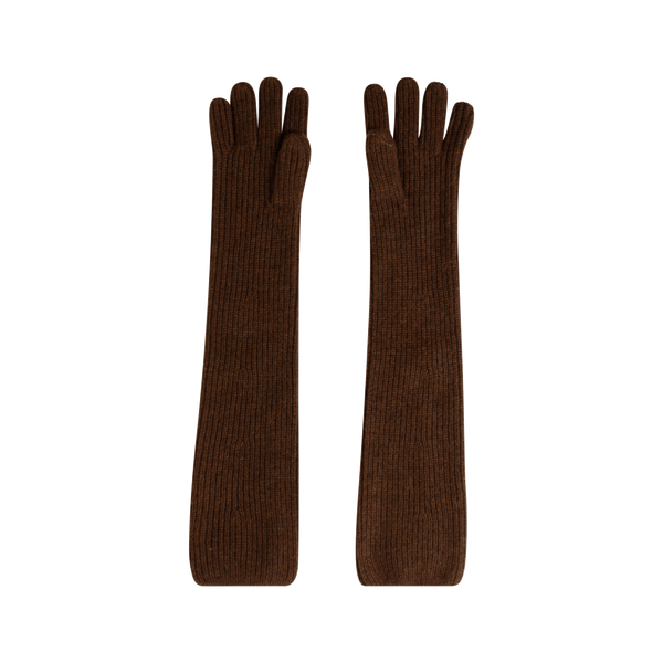 Ganni Long Brown Knit Gloves