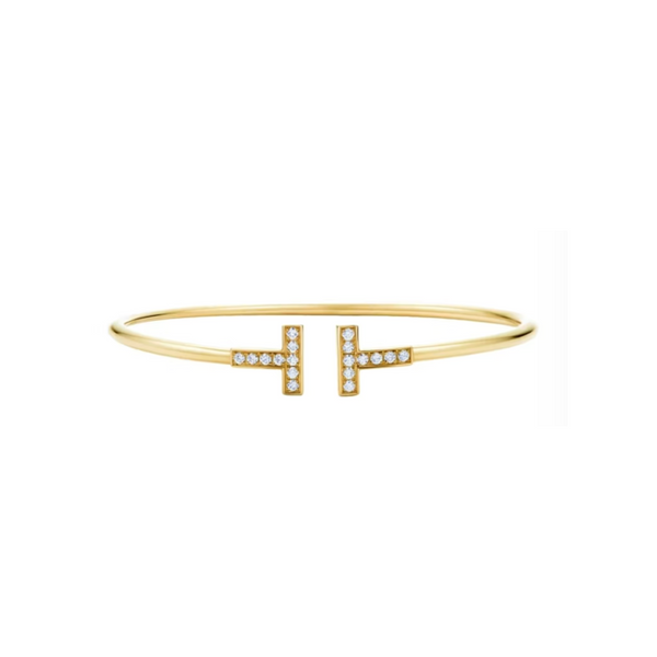 Tiffany & Co. Yellow Gold Diamond “T” Wire Bracelet