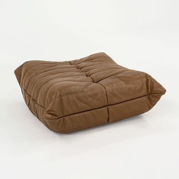 Togo Footstool Ottoman in Kyoto Bronze Leather by Michel Ducaroy for Ligne Roset, 2023