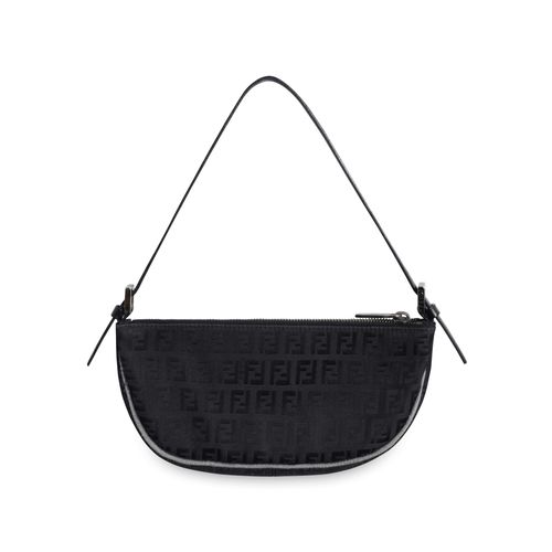 Fendi Baguette Cloth Handbag - Black