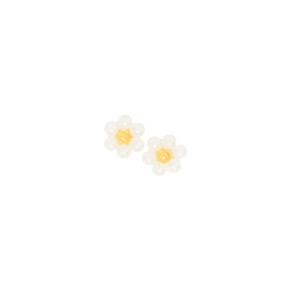 White-Orange Floral Earrings