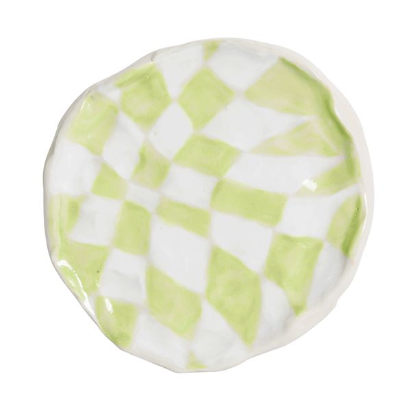 Psyche Green Checkerboard Dish