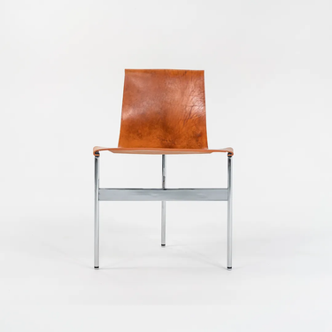 Tan Leather TG-10 Sling Dining Chair with Chrome Frame by Gratz Industries, 2021