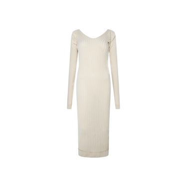 Céline by Phoebe Philo Cream Ribbed Knit Midi Dress