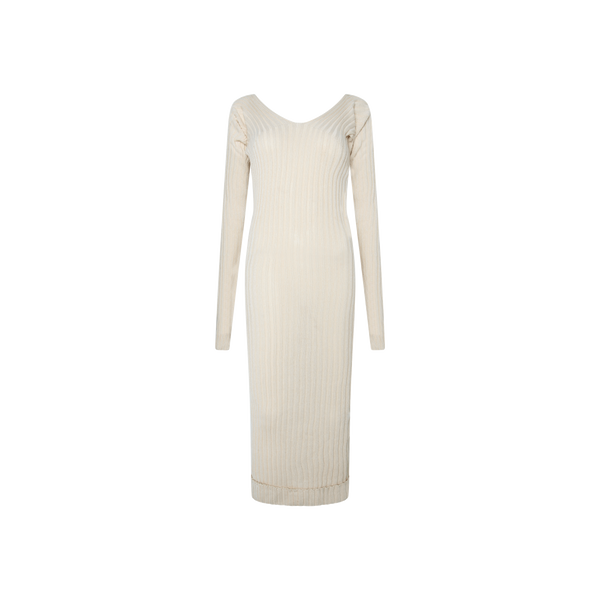 Céline by Phoebe Philo Cream Ribbed Knit Midi Dress