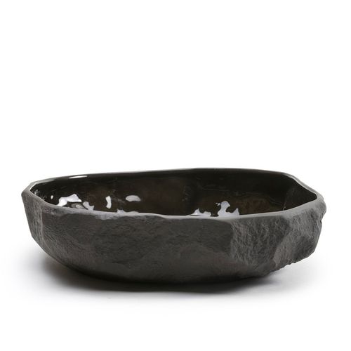 Crockery Black Large Flat Bowl