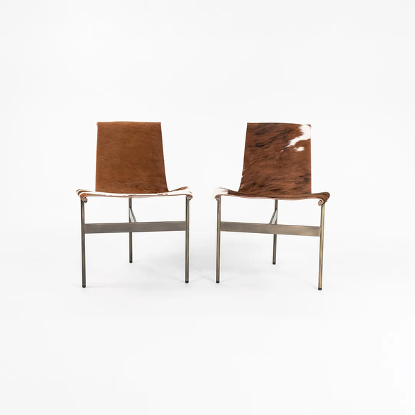 Pair of Brown and White Hair TG-10 Sling Dining Chairs by Gratz Industries, 2021 